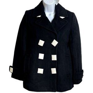 Land's End‎ Womens Insulated Peacoat Coat Size 2P Wool Cashmere Blend Black NWT